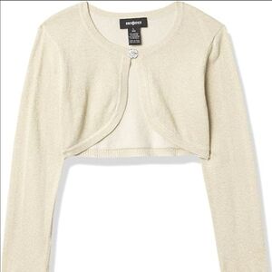 Amy Byer Girls' Long Sleeve Gold Shrug Cardigan XL 16